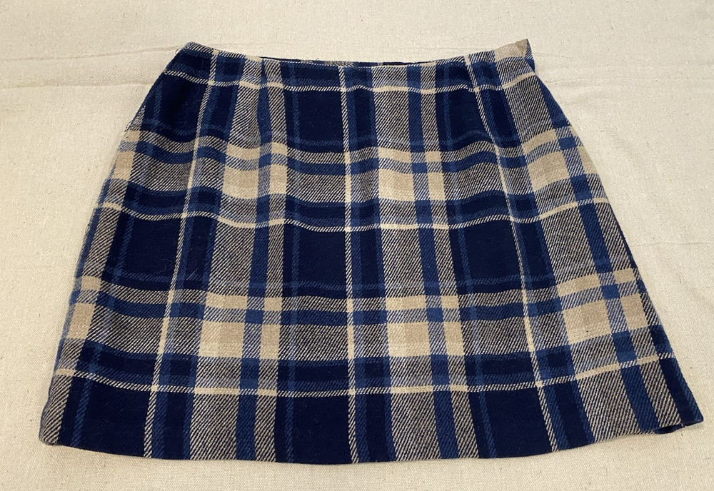 Vtg Bentley Plaid Wool Blend Mini Skirt Womens Size 8 Preppy Academia 90s